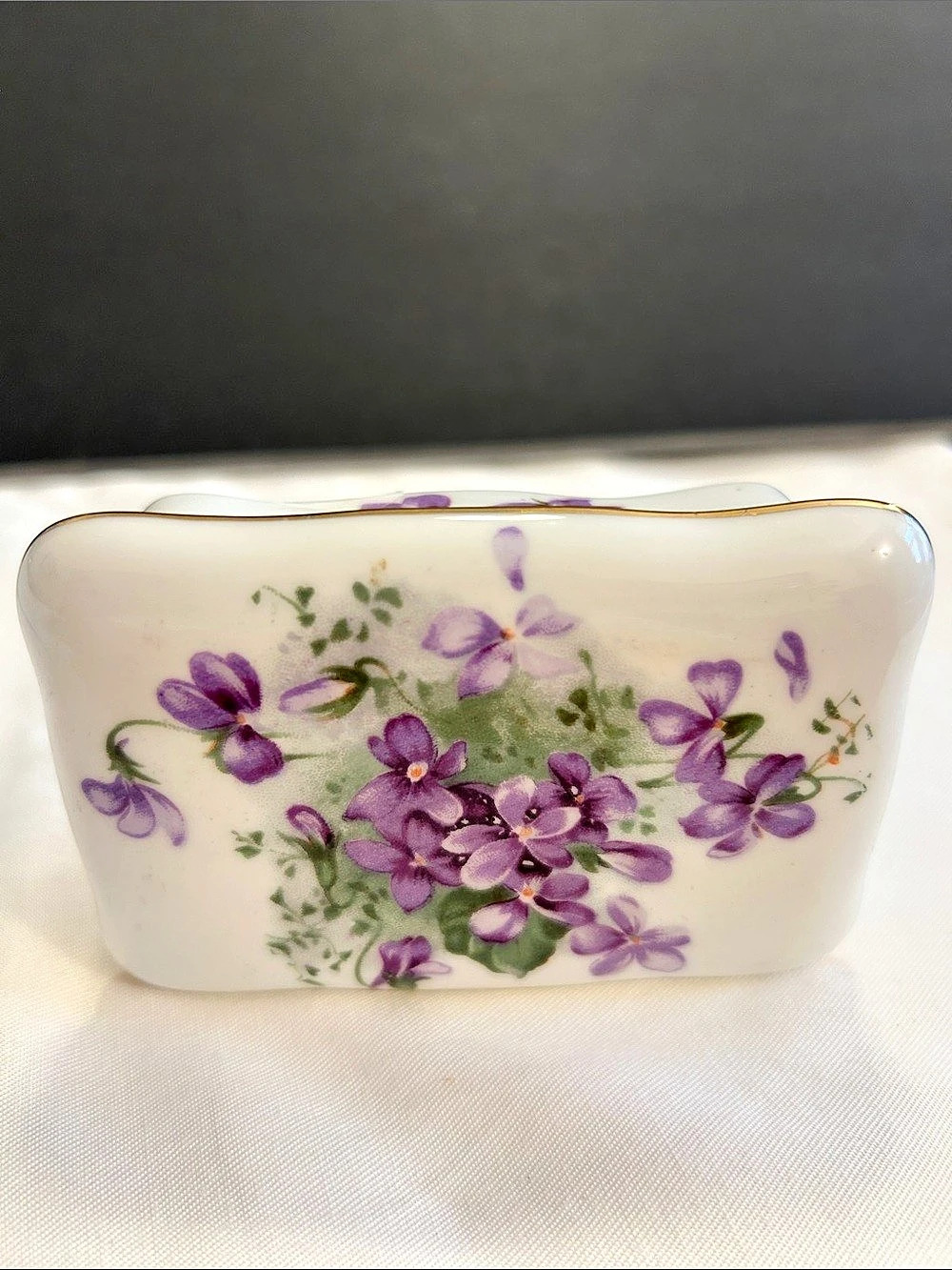 Hammersley Victorian Violets Rectangular Trinket Box Floral Trinket Box
